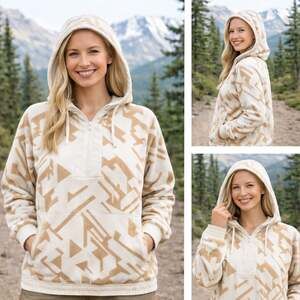 LIV Outdoor Geometric Fleece 1/4 Zip Hoodie XL